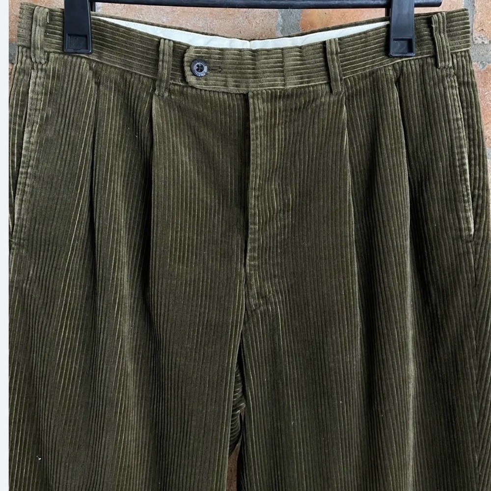 Burberry Vintage Olive Green Wide Rib Corduroy Pants - AS IS